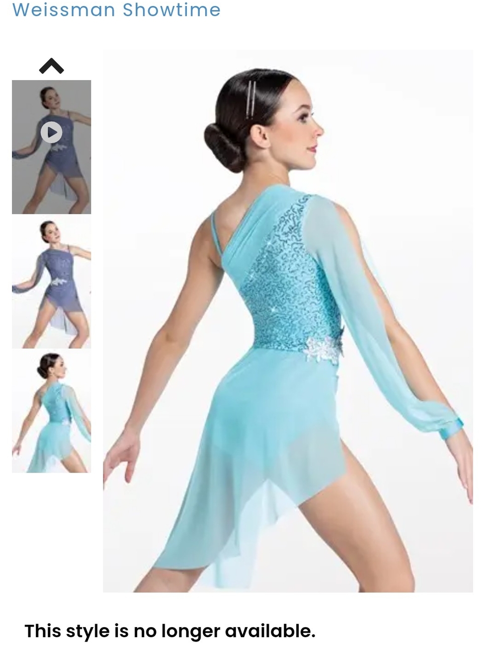 Weissman Aqua One-Shoulder Sequin & Chiffon Dance Dress